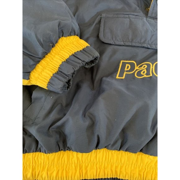 Vtg Pacers Chalk Line Pullover Quilted Jacket 3/4 Snap Button Adult Large - Picture 7 of 7